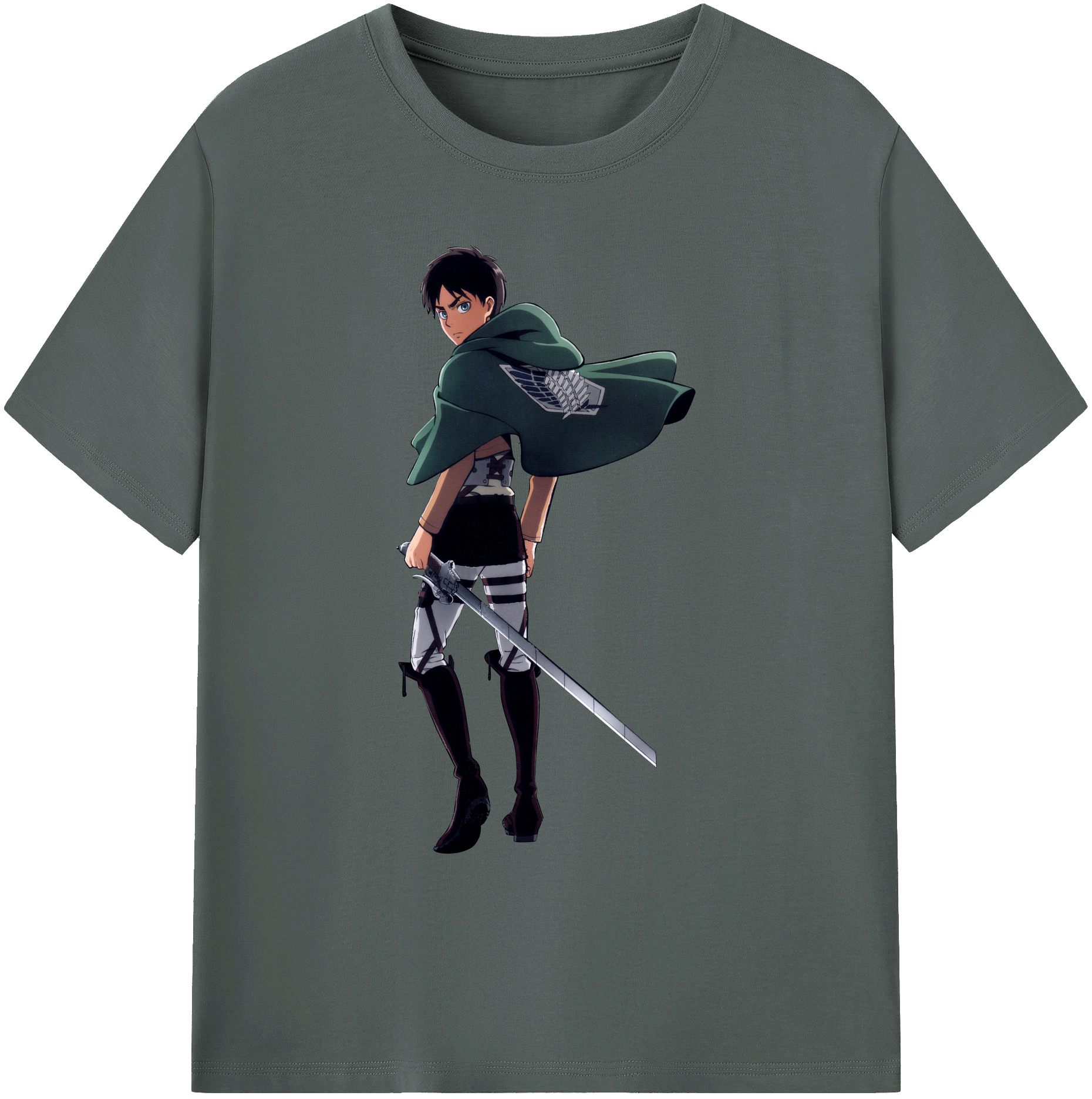 （画像用） 進撃の巨人 エレン･イェーガー Attack on Titan Eren Jäger 綿100％ メンズ半袖Tシャツ｜肌触りやわらか＆通気性